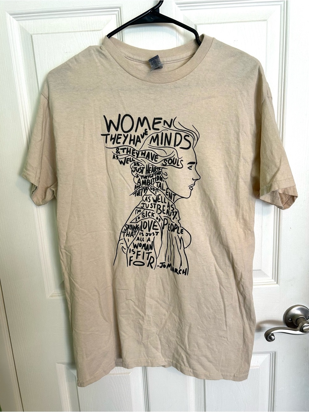 Little Women 2019 Movie Graphic Women’s Beige Crewneck Tee - Jo March Quote